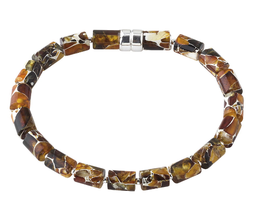 A bracelet with brown amber, mosaic type.