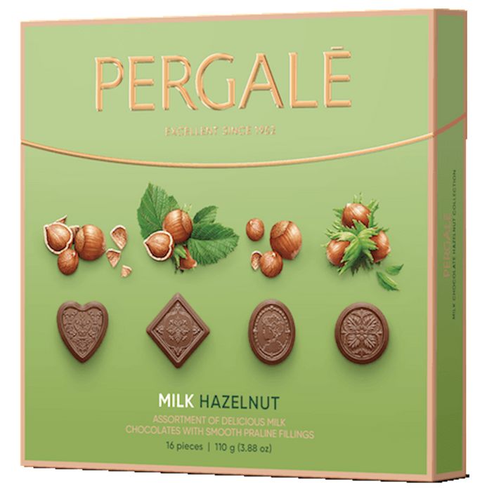 PERGALE , Chocolate Assorted Hazelnut Praline Collection, LITHUANIA, 113G GIFT BOX