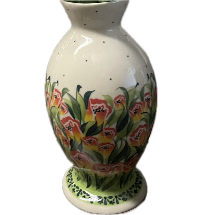 Bolesławiec pottery, WAZON,VASE,WZ117,TULIPANY,TULIPS,SVITLANA