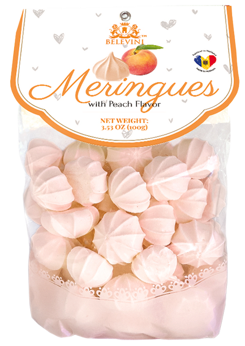 BELEVINI MERINGUES PEACH FLAVOR MINI, MOLDOVA, 100G