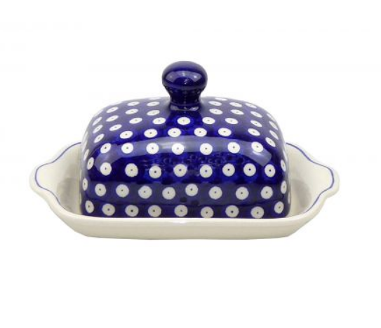 Polish pottery,Bolesławiec, Butter dish,Navy Blue, maselnica, kolekcja Granatowa,42F