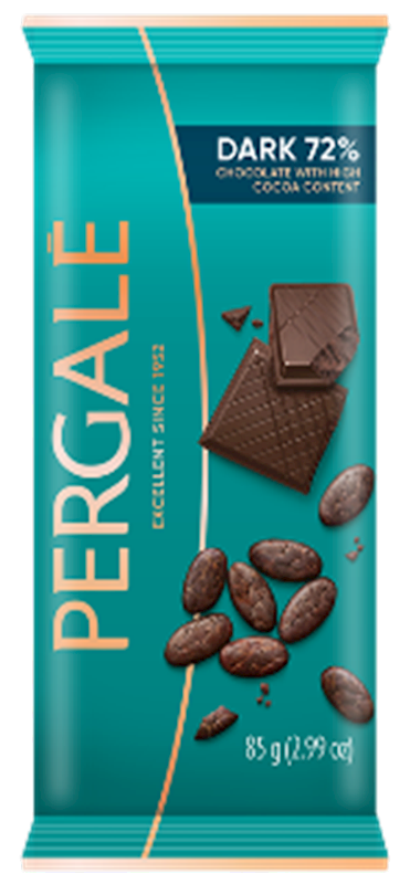 PERGALE CHOCOLATE BARS "DARK 72%" COCOA, LITHUANIA, 85G