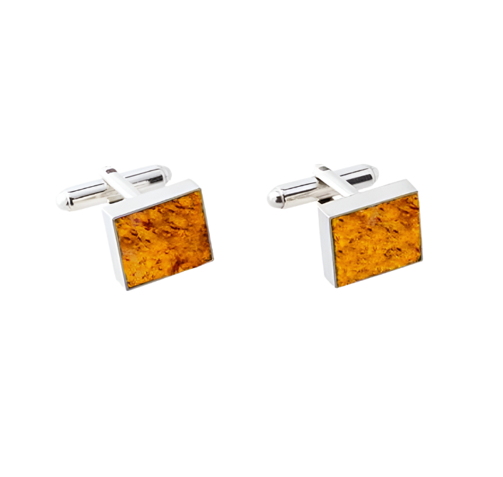 Exquisite Cognac Amber and 925 silver Cufflinks