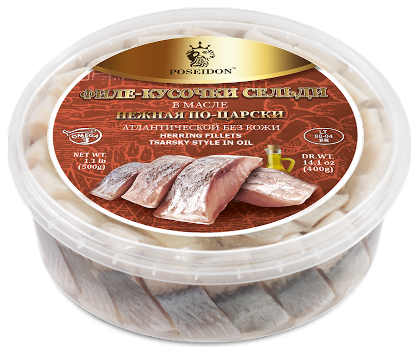 ATLANTIC HERRING FILLET "TSARSKY STYLE" IN OILL, POSEIDON, LITHUANIA, 500G