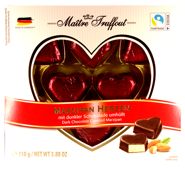 MAÎTRE TRUFFOUT Dark Chocolate  Candies "Marzipan Heart"