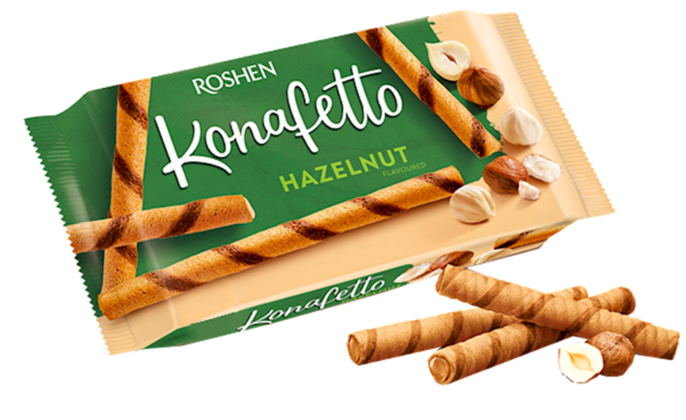 ROSHEN Wafer Rolls "Konafetto" with Hazelnut filling, Ukraine, 140g