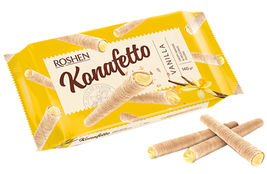 ROSHEN Wafer Rolls "Konafetto" with Vanilla filling, Ukraine, 140g