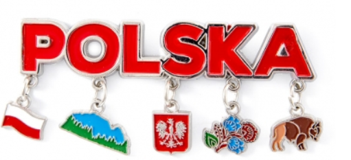 Metal magnet with Poland pendants POLSKA