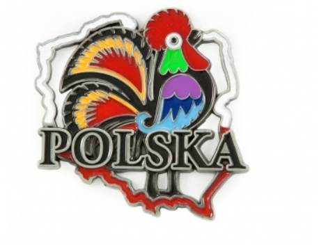 Metal contour magnet Poland folk rooster