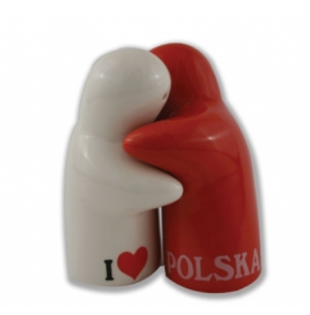 Salt and pepper shakers, hugging characters