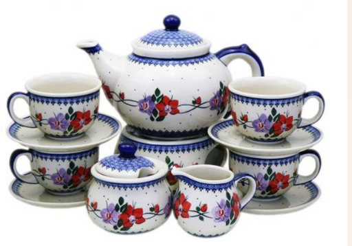 POLISH POTTERY,BOLESLAWIEC,ZESTAW DO KAWY