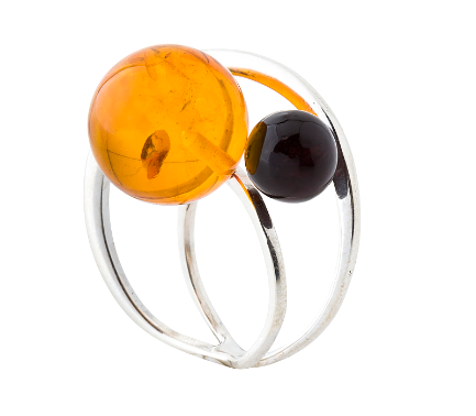 Beautiful 2in1 ring-925 silver pendant with Baltic amber balls