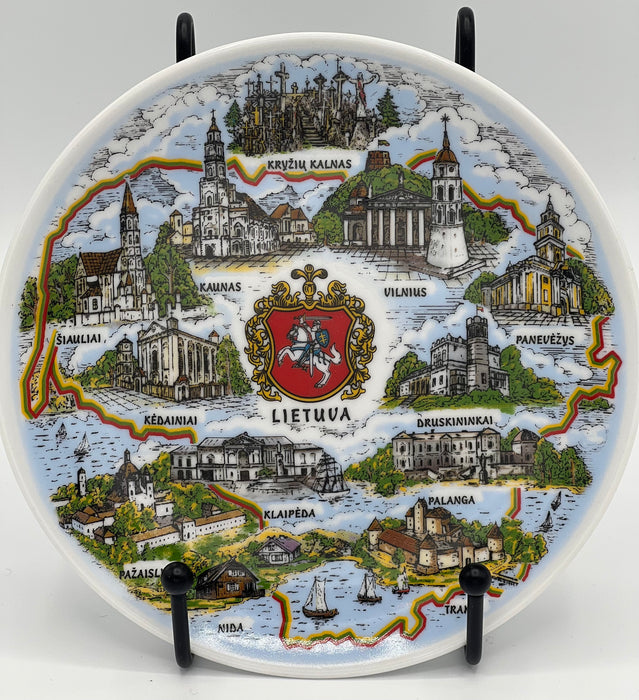 Decorative plate with Lithuanian cities